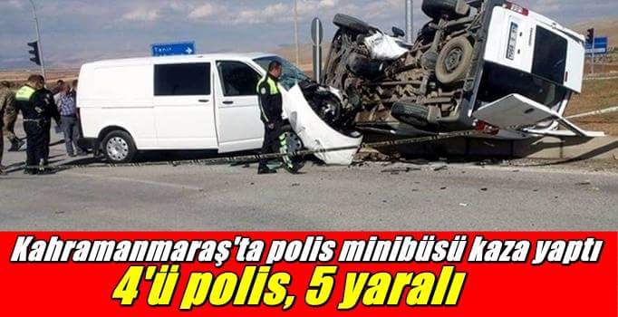 Polis Aracı Kaza Yaptı 4 Polis Yaralı