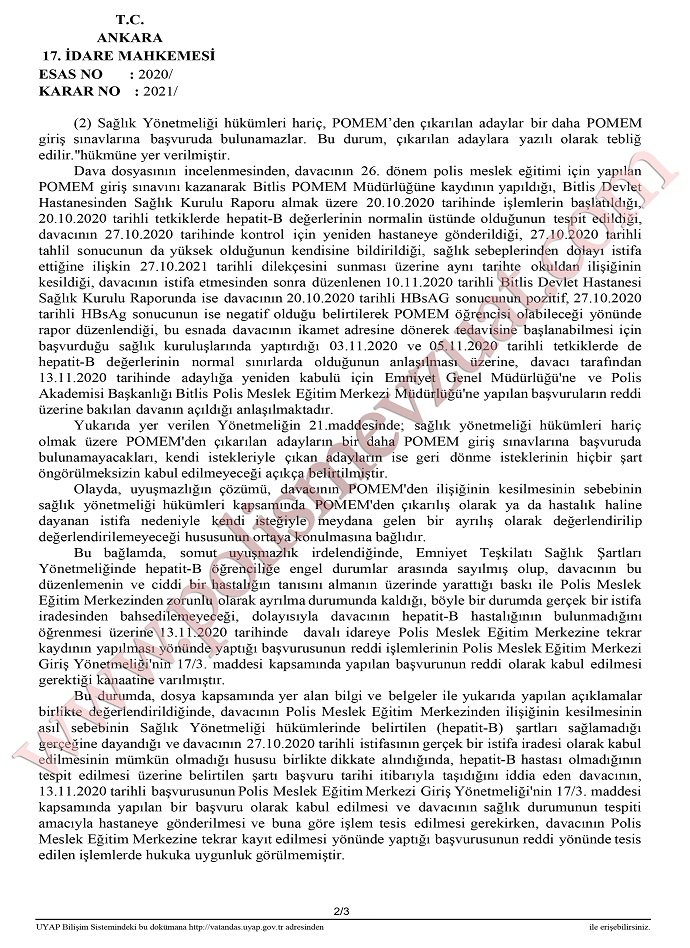 sagliktan istifa eden pomem adayinin davasi 2
