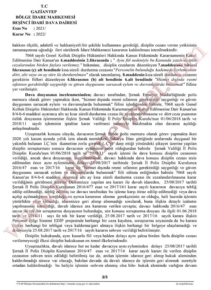hizmet disinda resmi sifatinin gerektirdigi sayginligi kiz arkadasi ile kavga 2