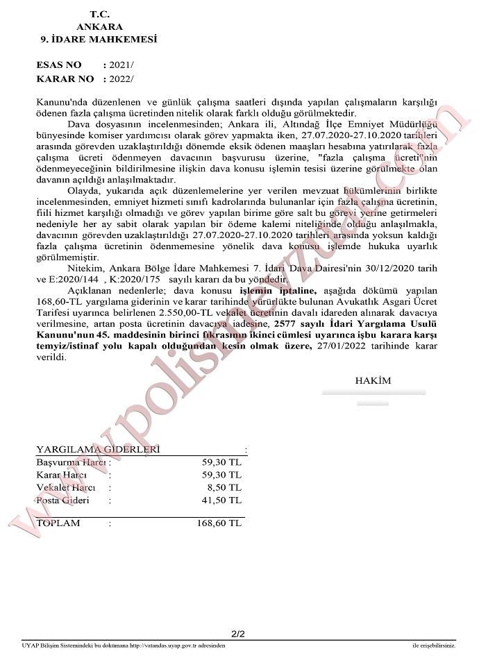 aciga alinan polise fazla calisma ucreti verilmesi 2