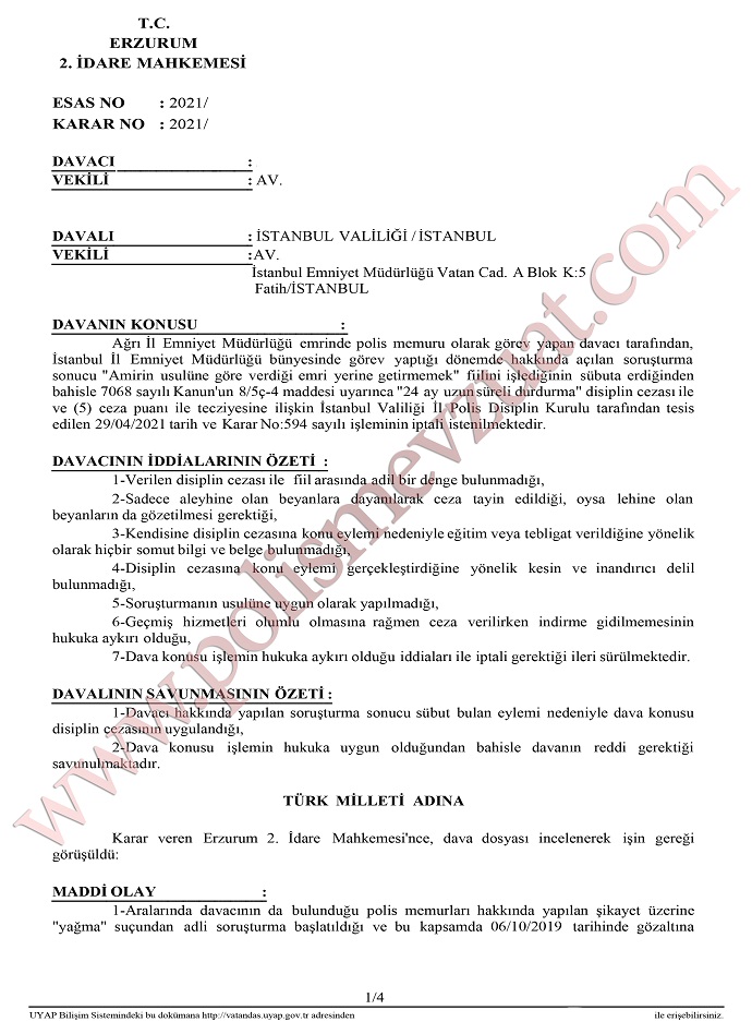 icbar suretiyle irtikap ve kisiyi hurriyetinden yoksun kilma polis memuru 1