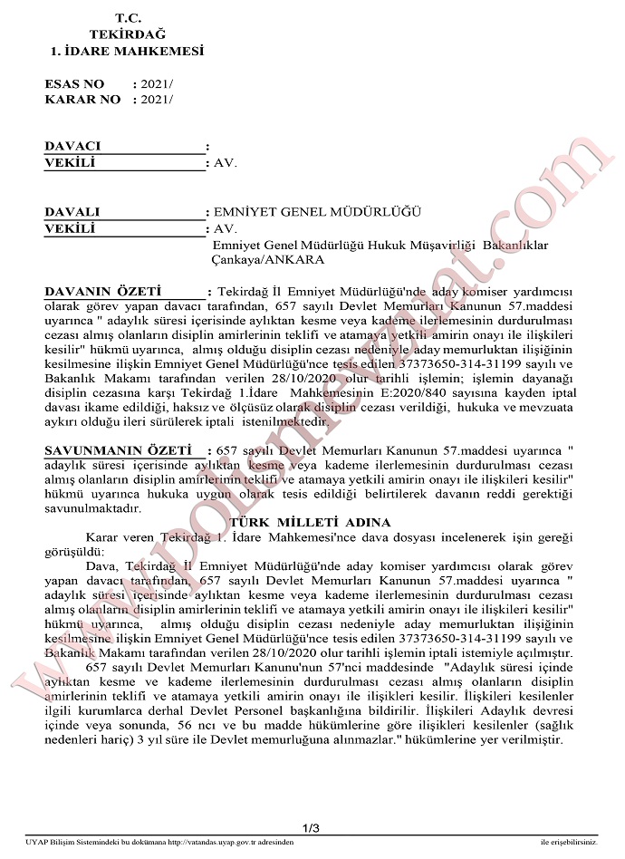 aday komiser yardimcisinin ihraci 1