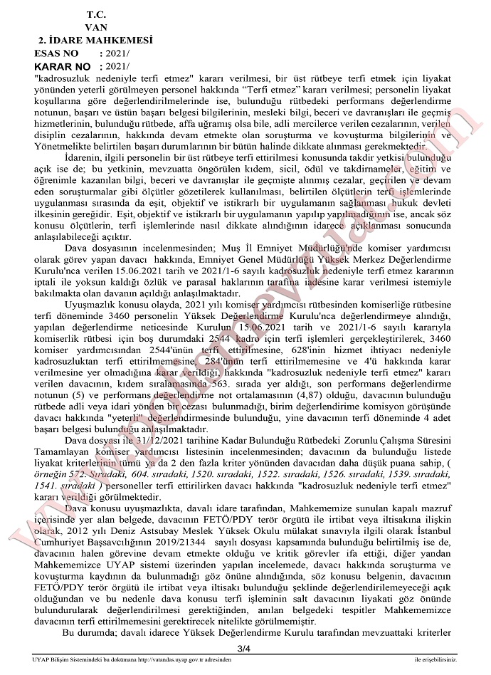 komiser yardimcisi rutbe terfi davasi 3