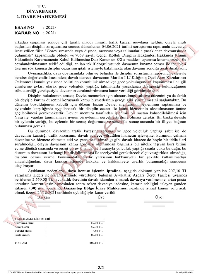 gorev disinda trafik kazasi geciren jandarma personeline ceza 2