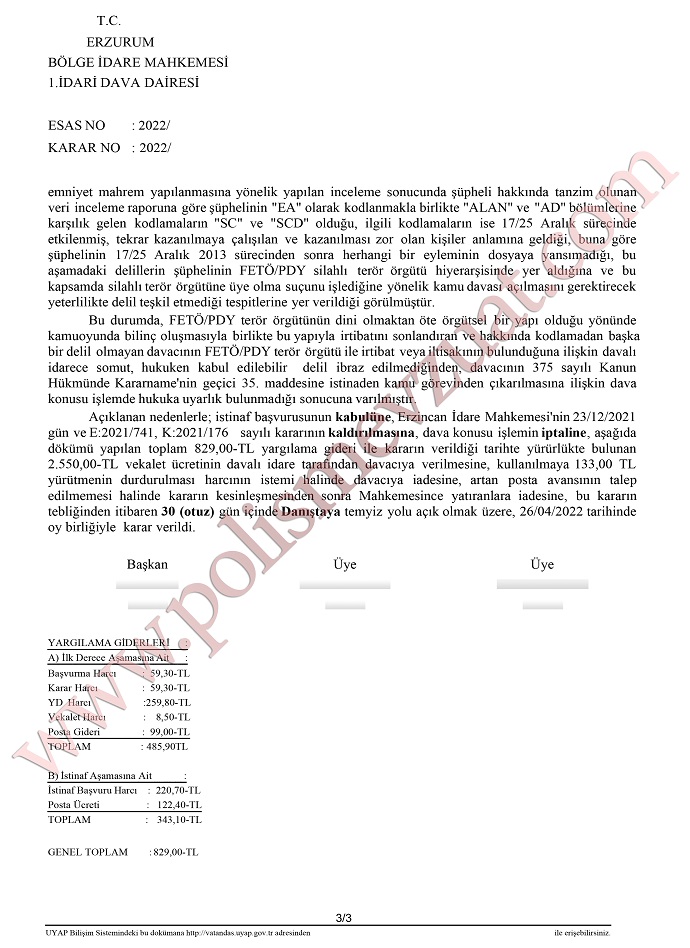 375 sayılı khk bim bölge idare mahkemesi emsal