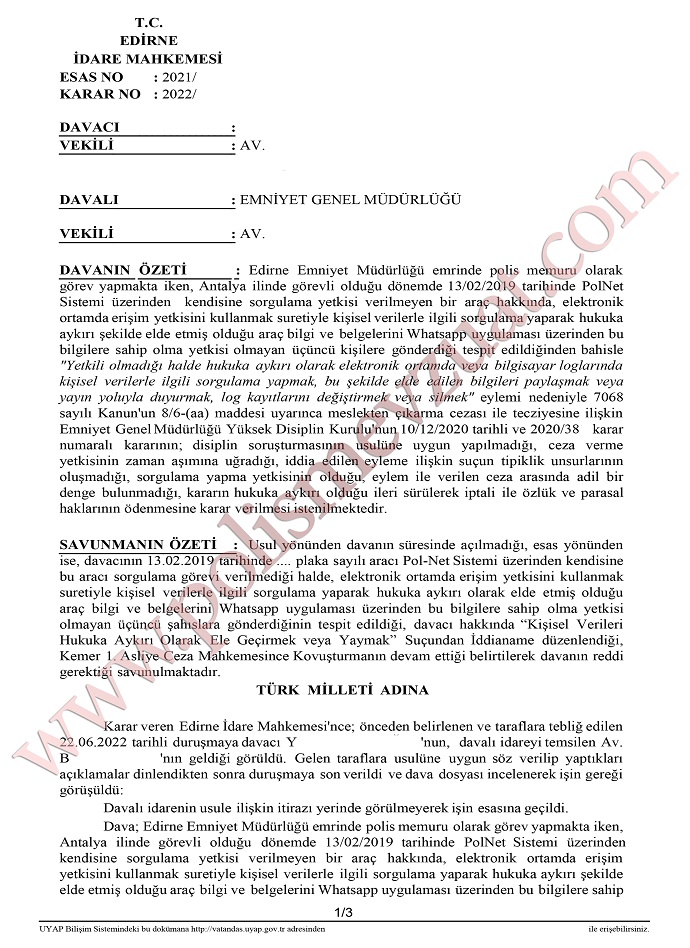 yetkisi olmadığı halde kişisel verileri sorgulamak