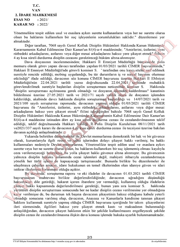 üstünü şikayet etmek