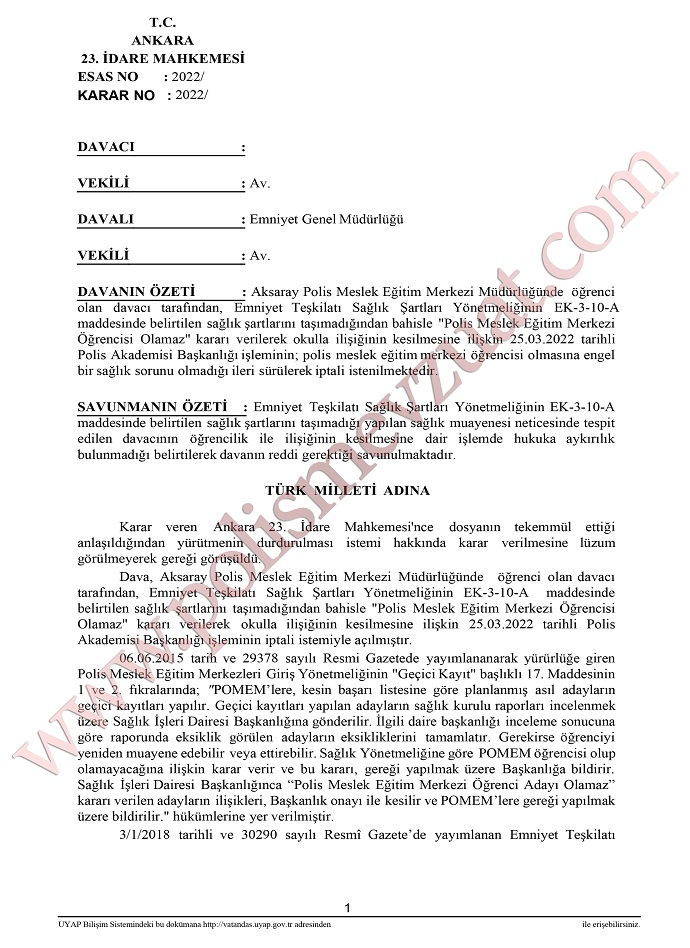 pomem'den sağlık nedeniyle ilişiği kesilen