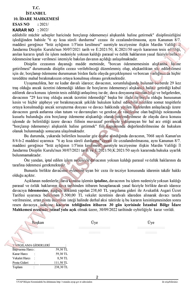 borçlanan uzman jandarma