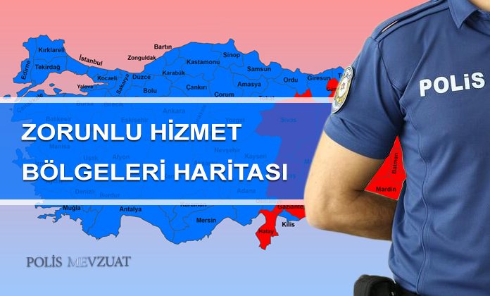 Polislerin hizmet bölgelerini ve illerini gösteren güncel harita. Hangi iller birinci bölge, hangi iller ikinci bölge.