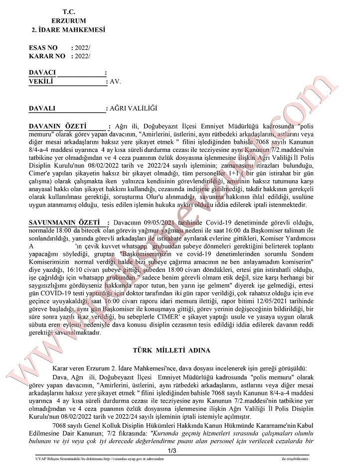 komiseri cimere şikayet