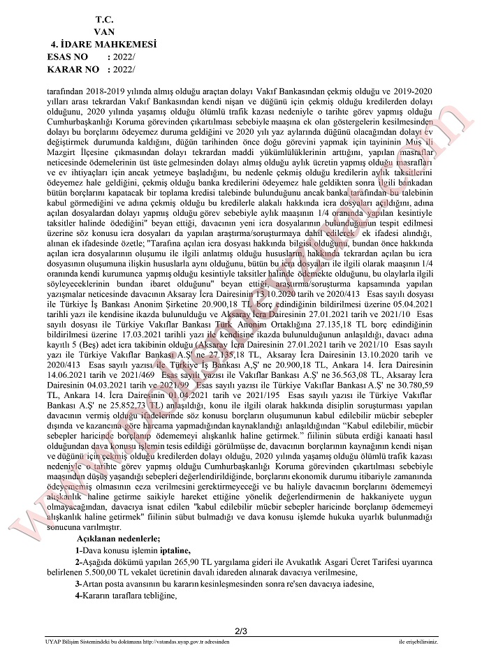 icra takibi başlatılan memur