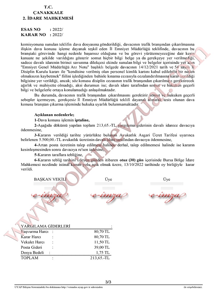 trafik branşından çıkarıltılma