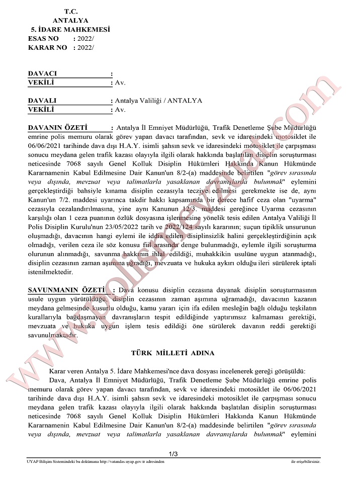polis arabasıyla kaza
