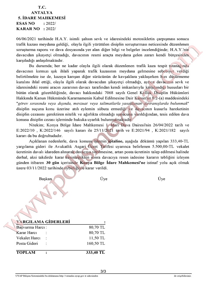 resmi polis arabasıyla kaza