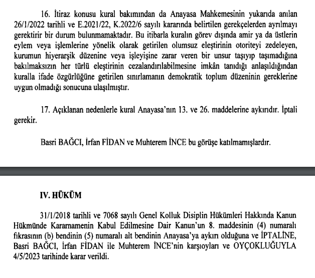 aym gorev disinda elestirme iptali