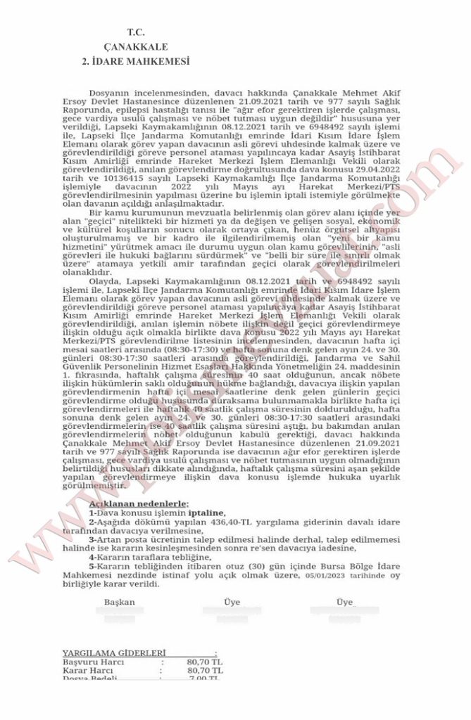 jandarma idari kısım hafta sonu nöbeti