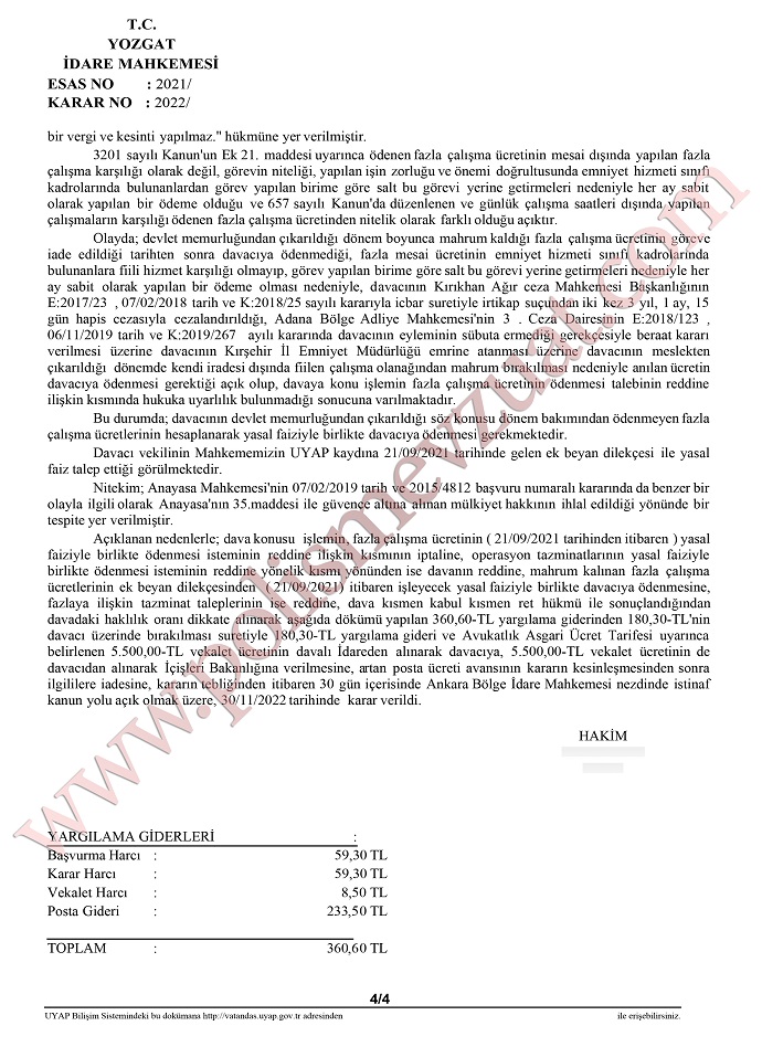 fazla çalışma ücreti iadesi