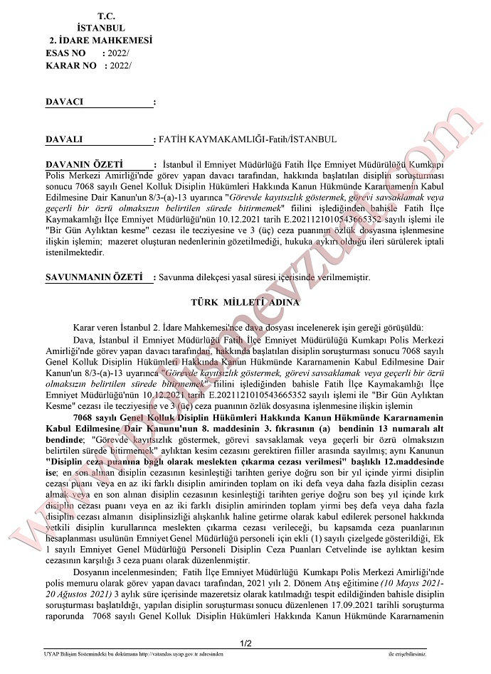 atış eğitimine gitmeyen polise ceza