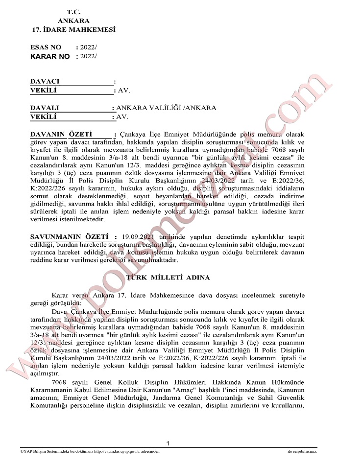 sakal tıraşı olmayan ve arma takmayan polise ceza