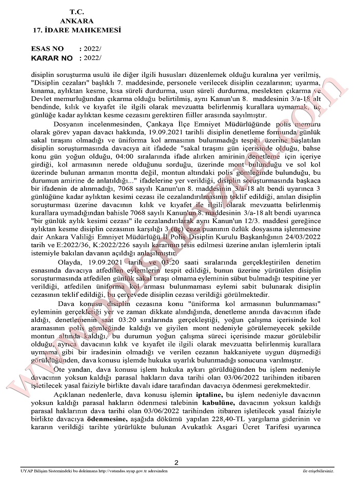 sakal tıraşı olmayan polise ceza