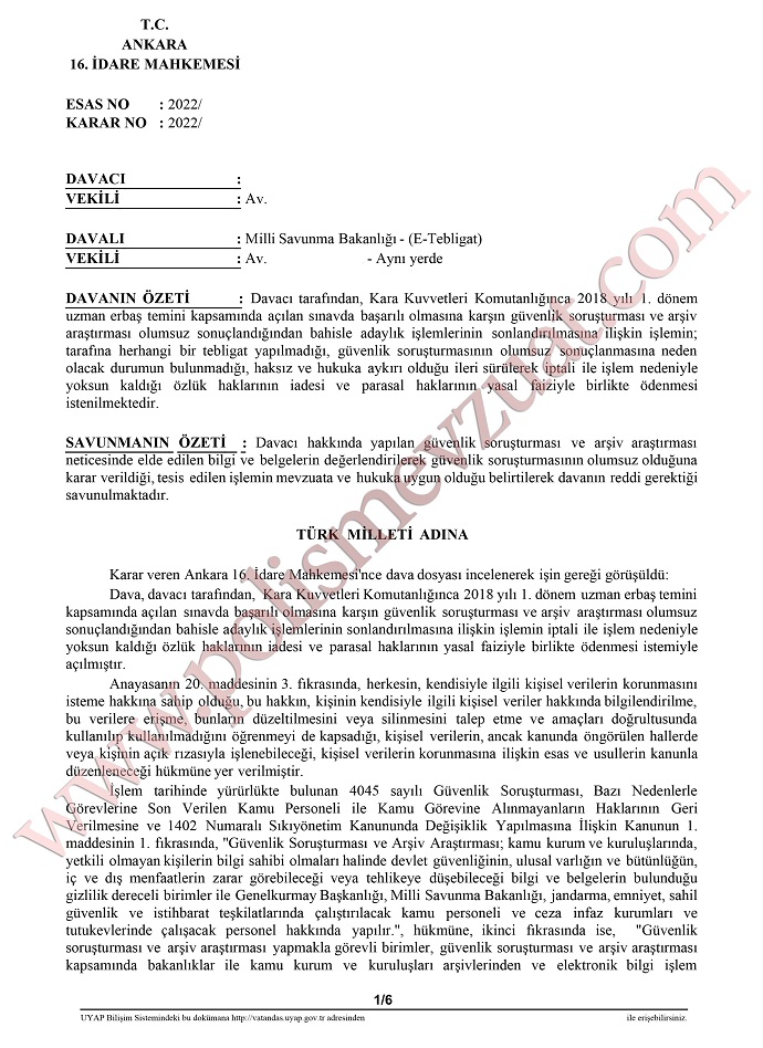 uzman erbaş güvenlik soruşturması