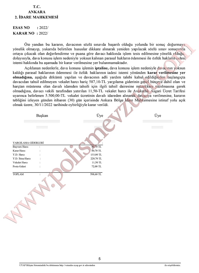 eğitim sonu sözlü sınavı emsal kararı