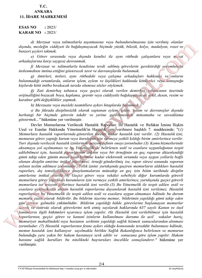 amire bilgi vermeden rapor alan polise ceza