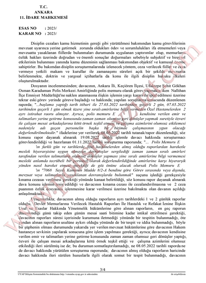 amirin izni olmadan rapor alan polise ceza