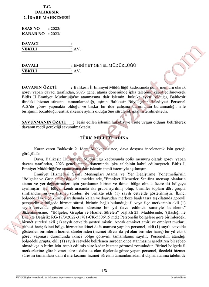 ikinci şark atamasının iptali ipka davası