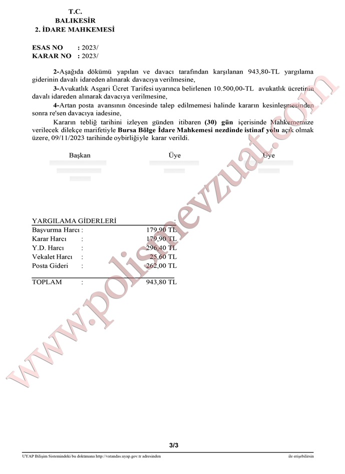 ikinci şark atamasının iptali