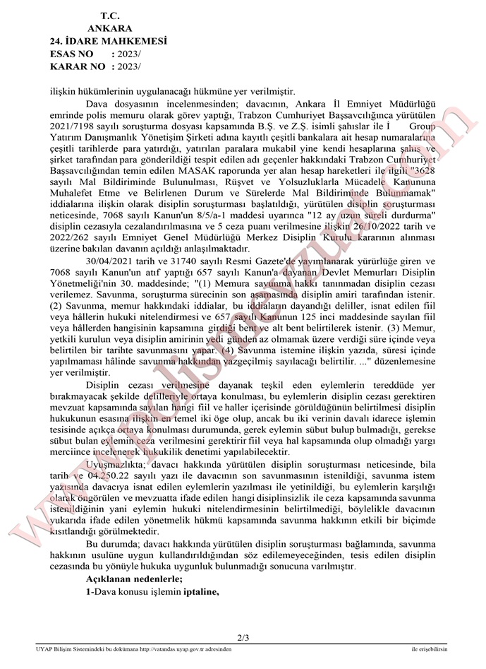 belirlenen durum ve sürelerde mal bildiriminde bulunmamak