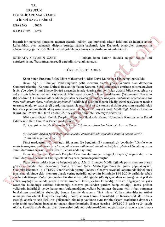 devlet malı eşyayı kaybetmek'ten ceza