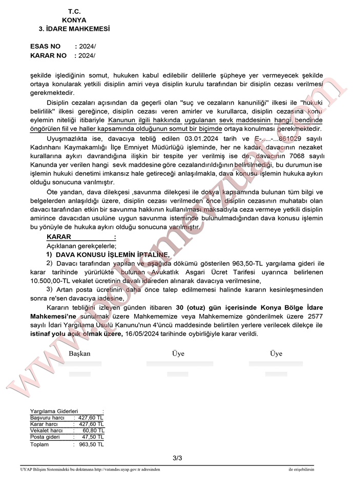 nezaket kurallarına aykırı davranışlarda bulunmak disiplin cezası