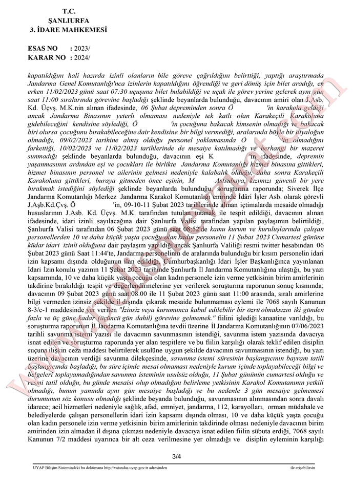 üç güne kadar mazeretsiz olarak göreve gelmemek