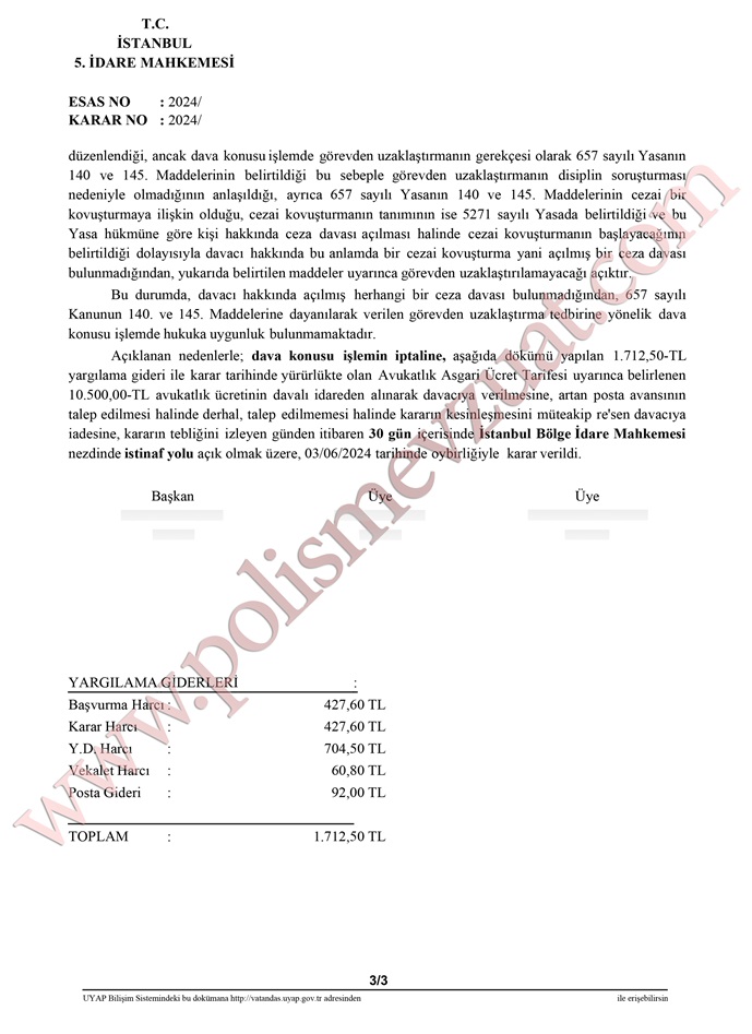 Görevden uzaklaştırılan polisin göreve iadesi emsal kararı. Açığa alınan polisin göreve dönmesi. 7 görevden uzaklaştırılan polisin göreve dönmesi