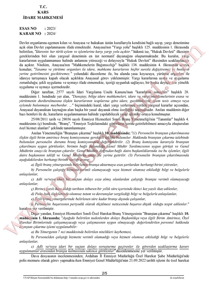 spor testini geçemeyen özel harekat polisi branştan çıkarma 