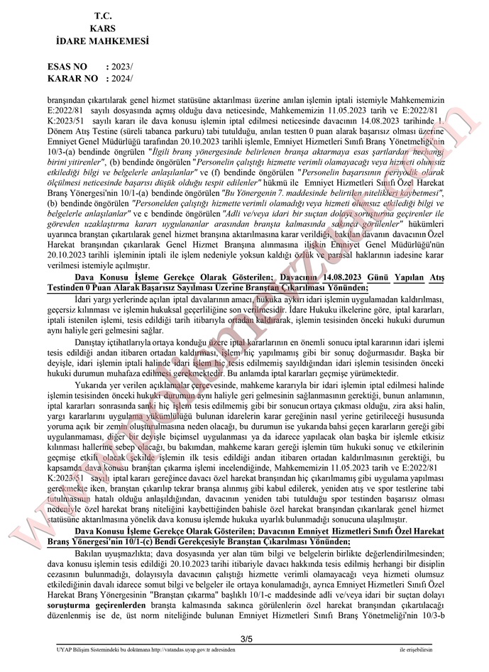özel harekat branştan çıkarma spor testi