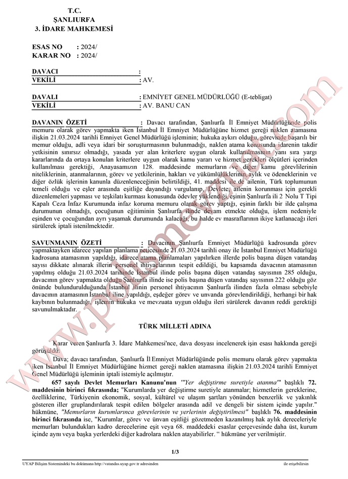 polisin zaman dışı atamasının iptali, zaman dışı atamanın iptali