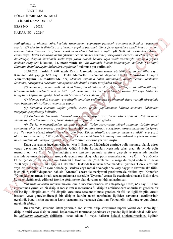 meslektaşıyla tartışan polise ceza