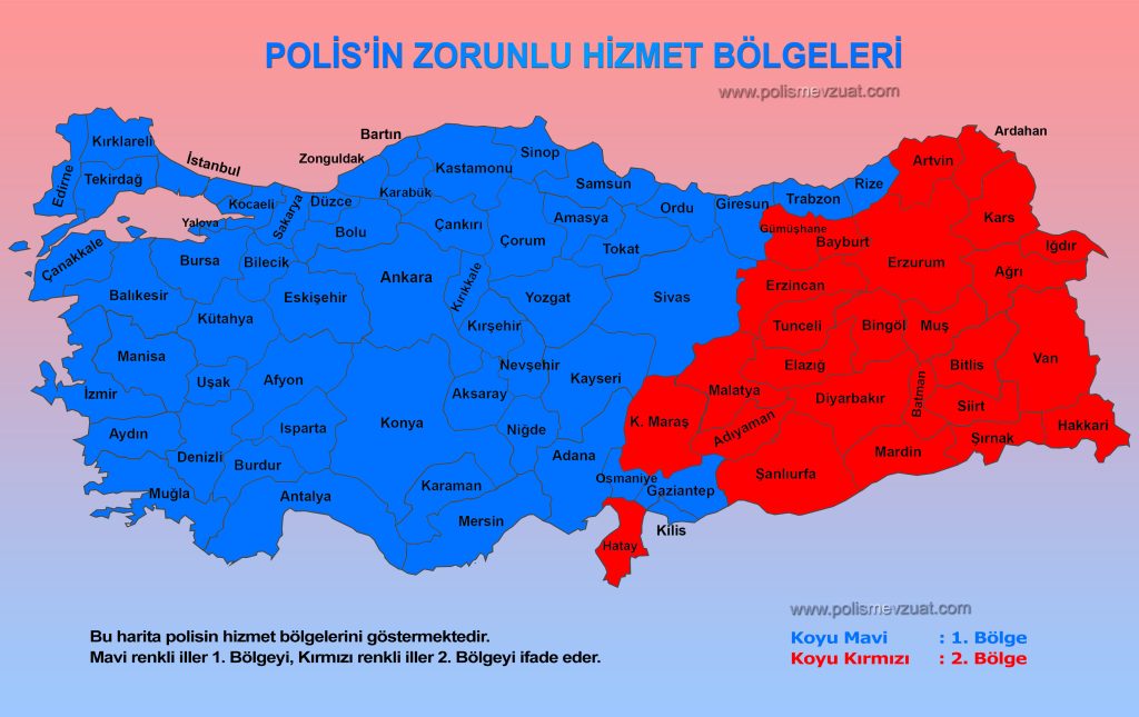 2025 yılı polisin zorunlu bölge hizmet bölgeleri güncel