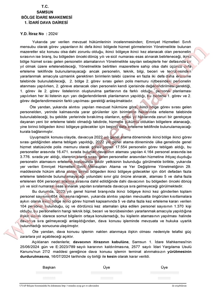 ikinci şark atamasının iptali davası bölge idare mahkemesi