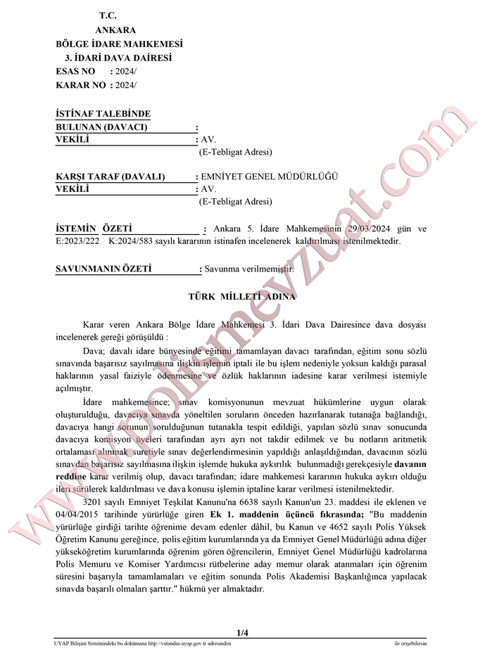 pomem eğitim sonu sözlü sınavı davası emsal kararı