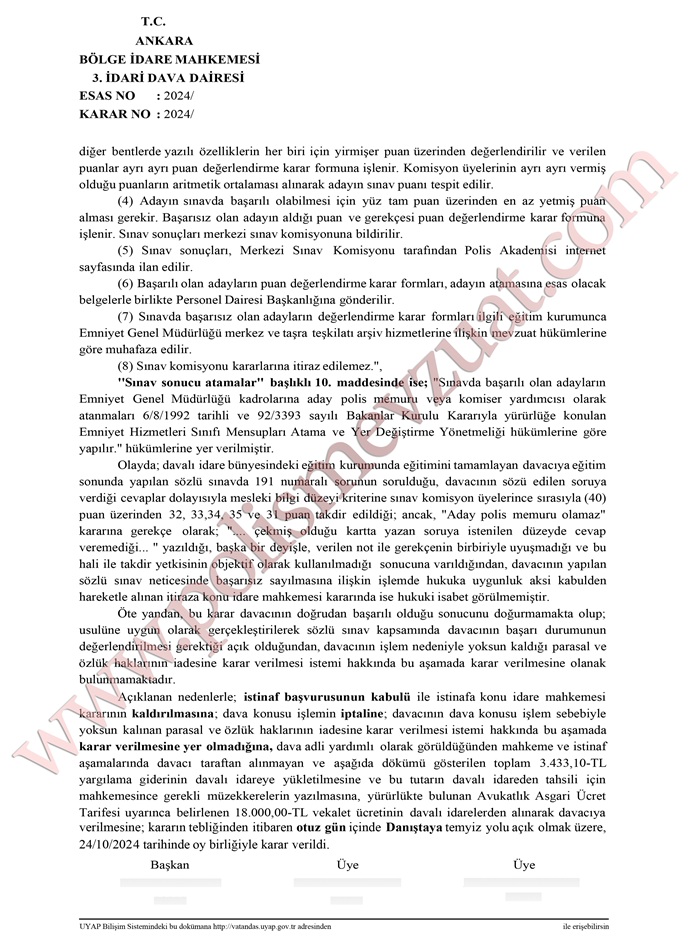 pomem eğitim sonu sınavı bölge idare mahkemesi