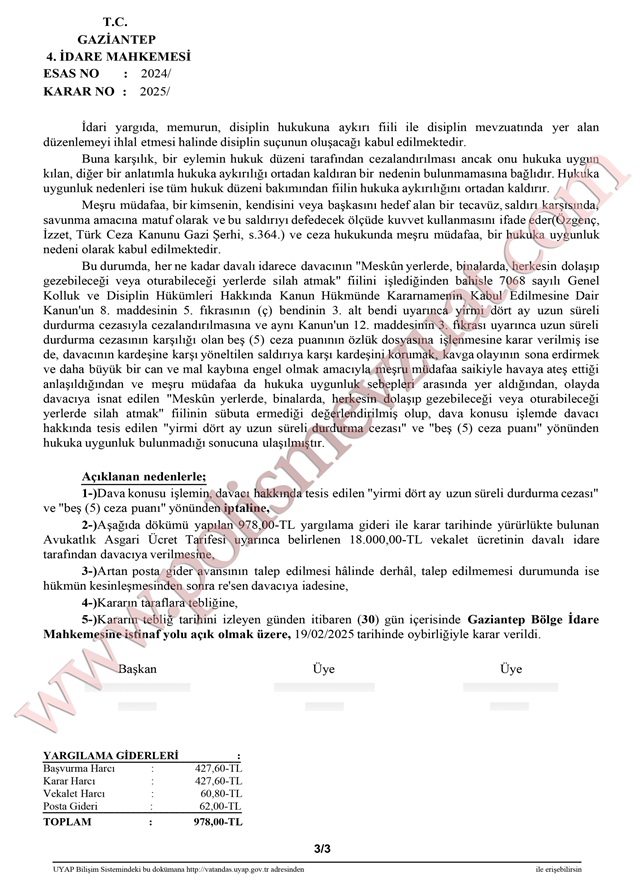 meskun yerlerde silah atmak, meskun mahalde ateş etmek kavgada ateş eden bekçiye ceza