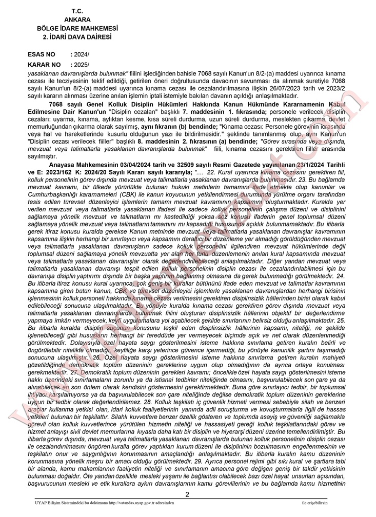 sosyal medyadan evrak paylaşan jandarma uzman çavuşa ceza bölge idare mahkemesi iptal kararı