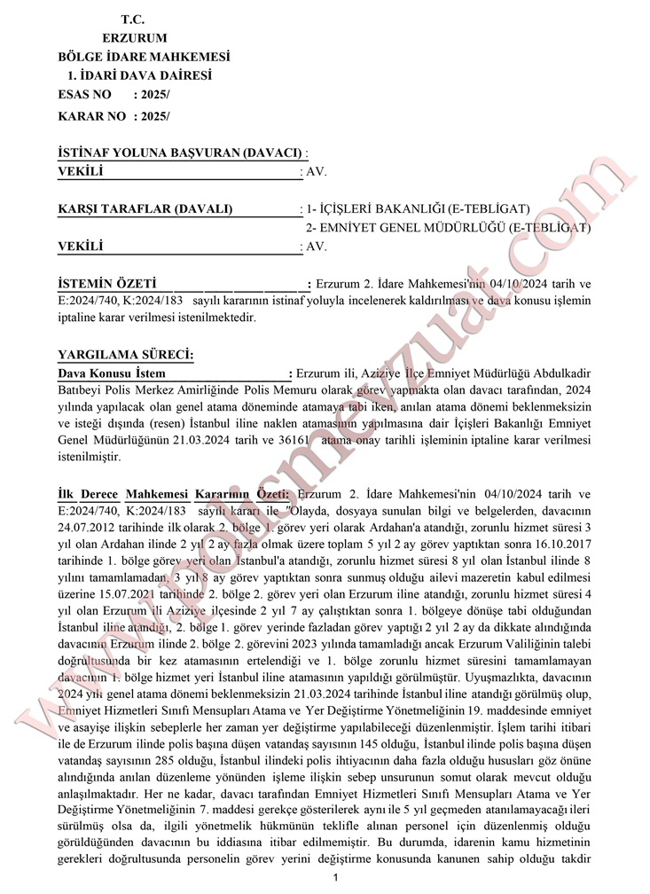 genel atama öncesinde isteği dışı atama