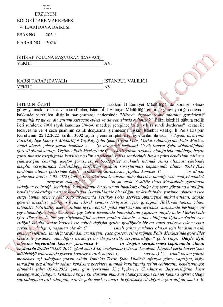 komisere ceza hizmet dışında resmi sıfatın