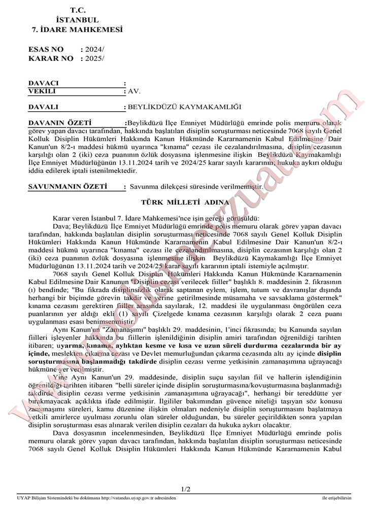 polis ekip aracı arızası nedeniyle polise ceza