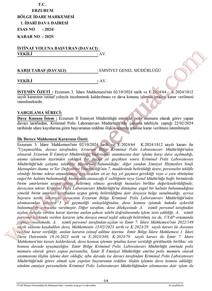 Kriminal Polis Laboratuvarı branştan çıkarma